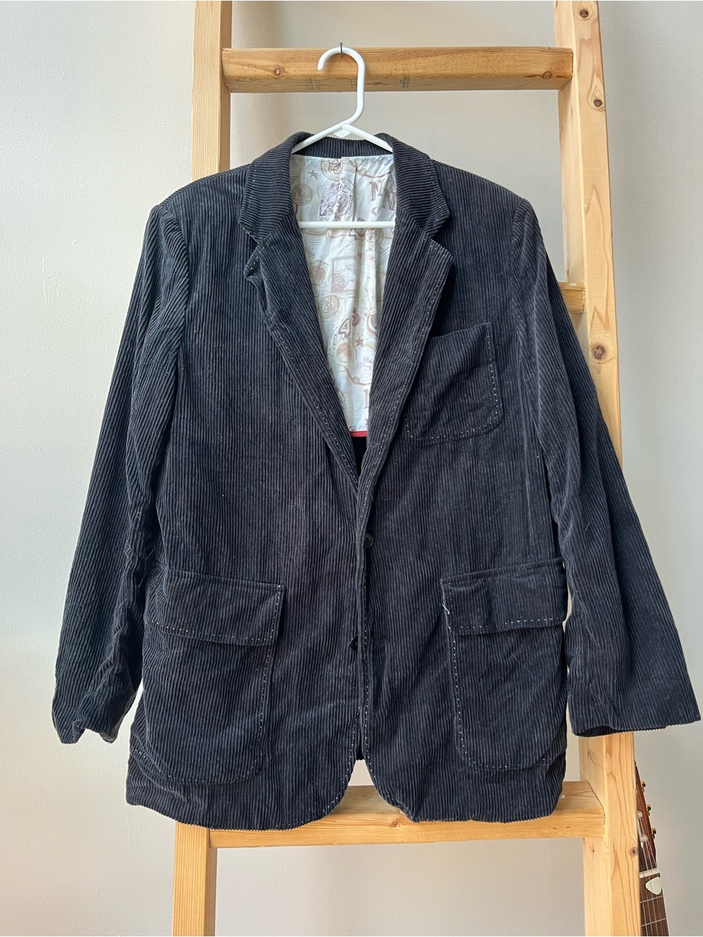 Classic Black Corduroy Blazer Jacket - Women's